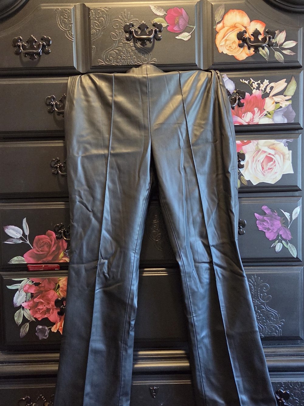 Black Faux Leather Wide-Leg Pants